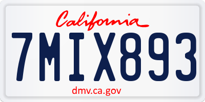 CA license plate 7MIX893