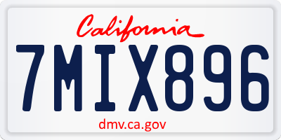 CA license plate 7MIX896