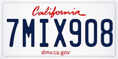 CA license plate 7MIX908