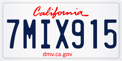 CA license plate 7MIX915