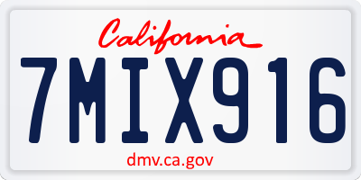 CA license plate 7MIX916