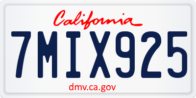 CA license plate 7MIX925