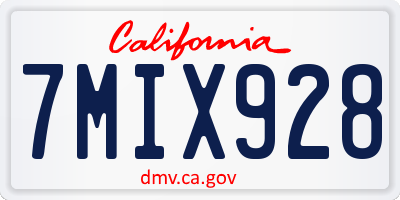 CA license plate 7MIX928