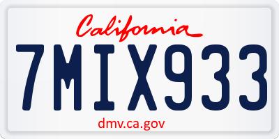 CA license plate 7MIX933