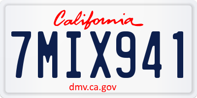 CA license plate 7MIX941