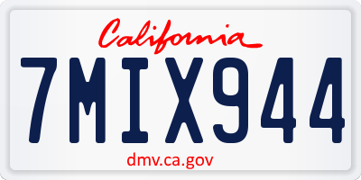 CA license plate 7MIX944