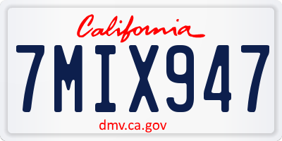CA license plate 7MIX947