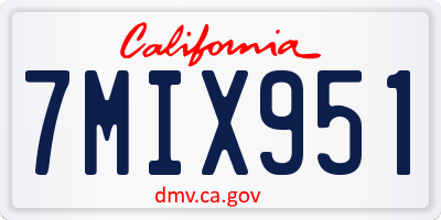 CA license plate 7MIX951