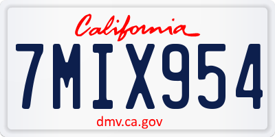 CA license plate 7MIX954