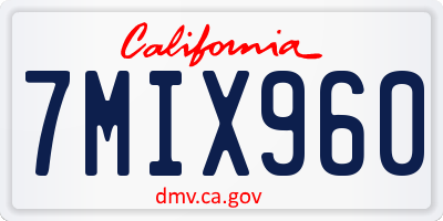 CA license plate 7MIX960