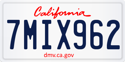 CA license plate 7MIX962