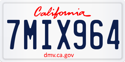 CA license plate 7MIX964