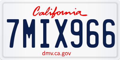 CA license plate 7MIX966