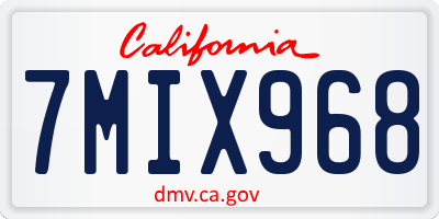 CA license plate 7MIX968