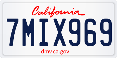 CA license plate 7MIX969