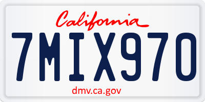 CA license plate 7MIX970