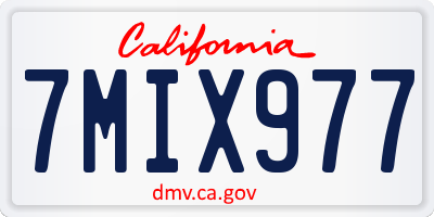 CA license plate 7MIX977