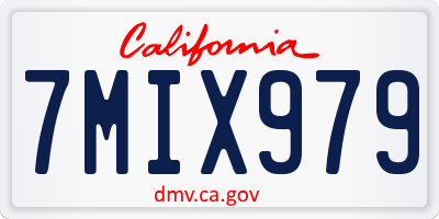 CA license plate 7MIX979