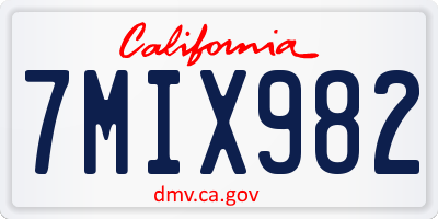 CA license plate 7MIX982