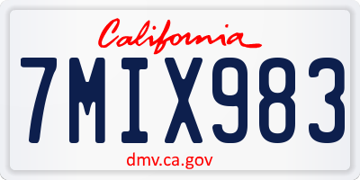 CA license plate 7MIX983