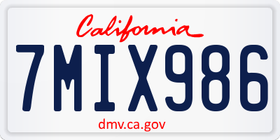 CA license plate 7MIX986