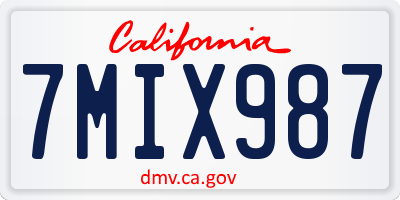 CA license plate 7MIX987