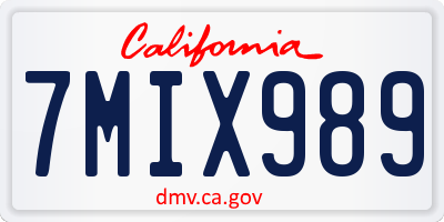 CA license plate 7MIX989