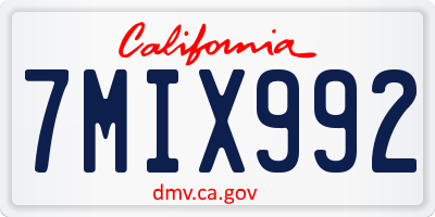 CA license plate 7MIX992