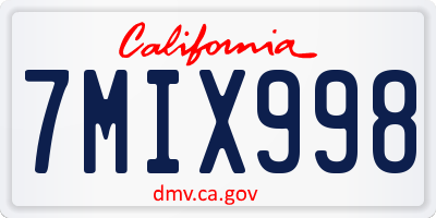 CA license plate 7MIX998