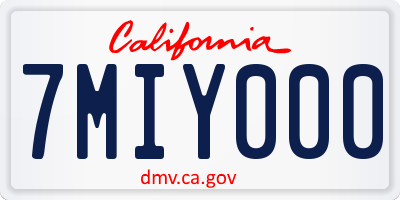CA license plate 7MIY000