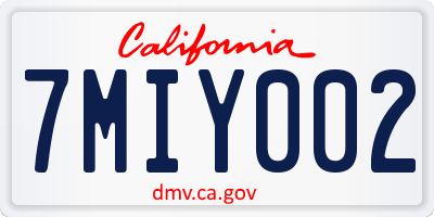 CA license plate 7MIY002