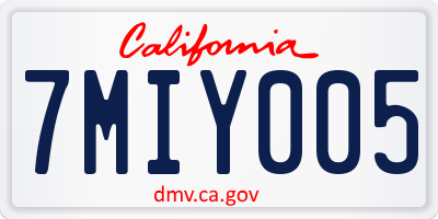 CA license plate 7MIY005