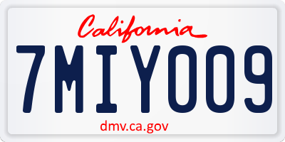 CA license plate 7MIY009