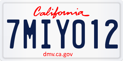 CA license plate 7MIY012
