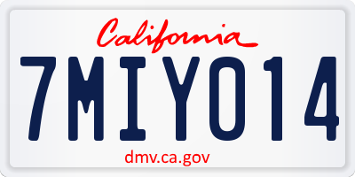 CA license plate 7MIY014