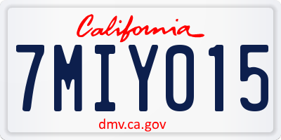 CA license plate 7MIY015