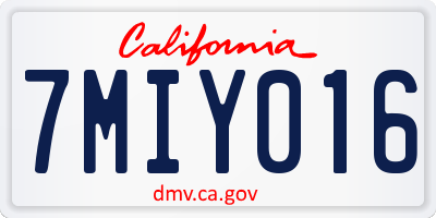 CA license plate 7MIY016