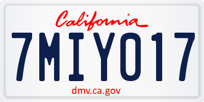 CA license plate 7MIY017