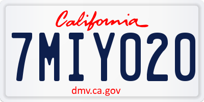 CA license plate 7MIY020