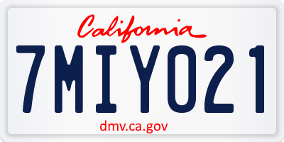 CA license plate 7MIY021