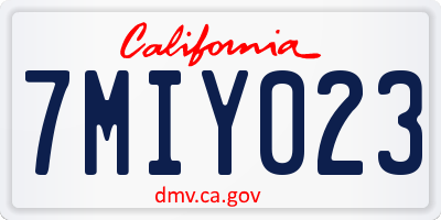 CA license plate 7MIY023