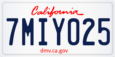 CA license plate 7MIY025