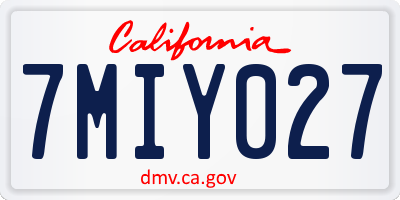 CA license plate 7MIY027