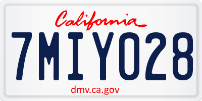 CA license plate 7MIY028
