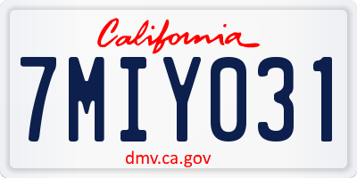 CA license plate 7MIY031