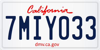 CA license plate 7MIY033