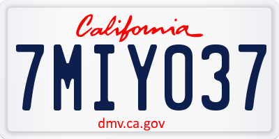 CA license plate 7MIY037