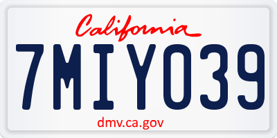 CA license plate 7MIY039