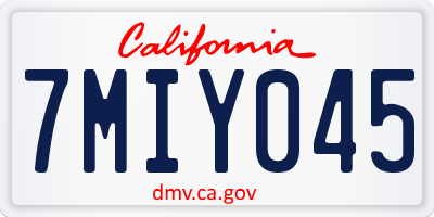 CA license plate 7MIY045