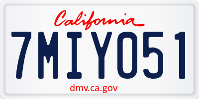 CA license plate 7MIY051